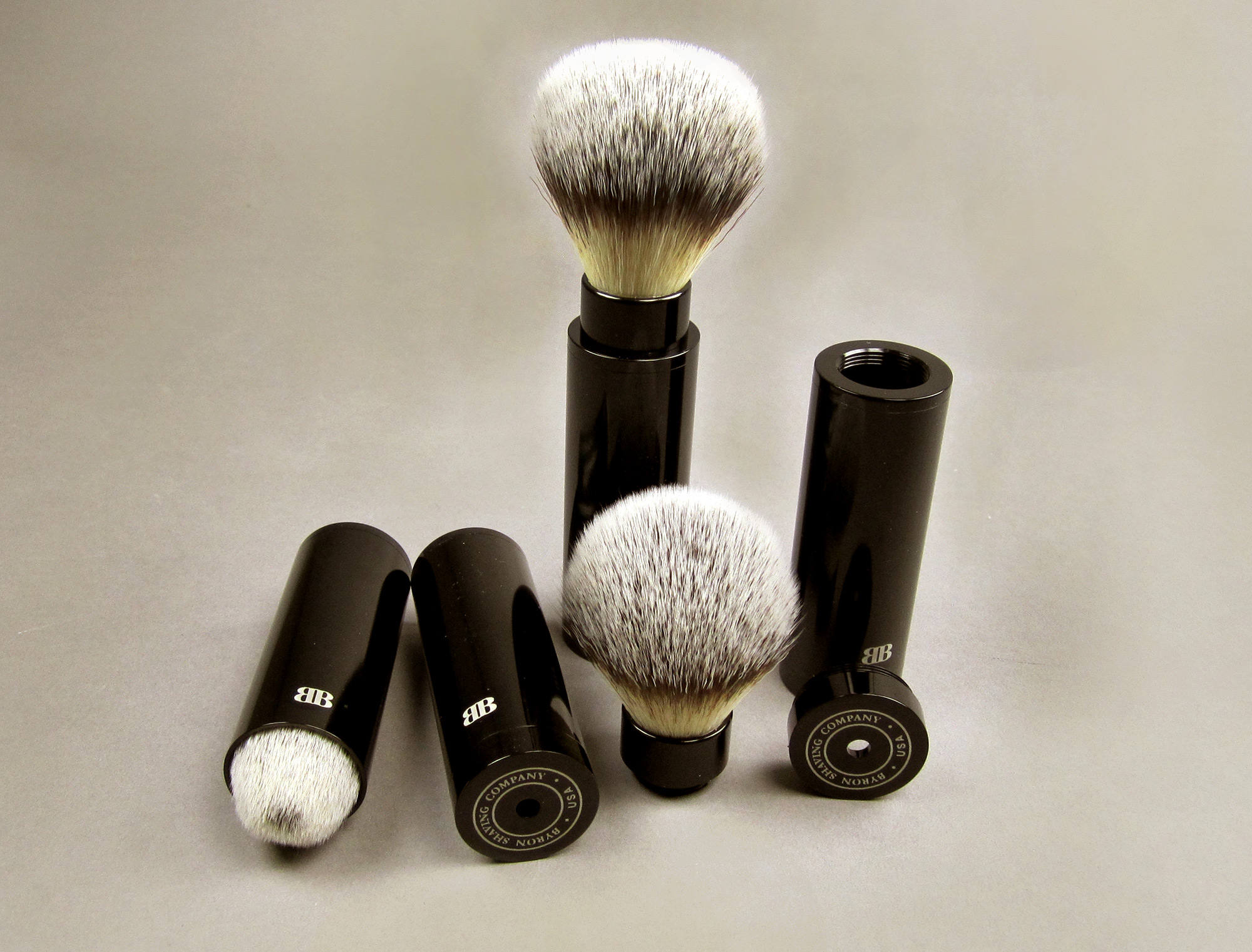 Travel Shaving Brush, Anodized Aluminum, Synthetic Bristles