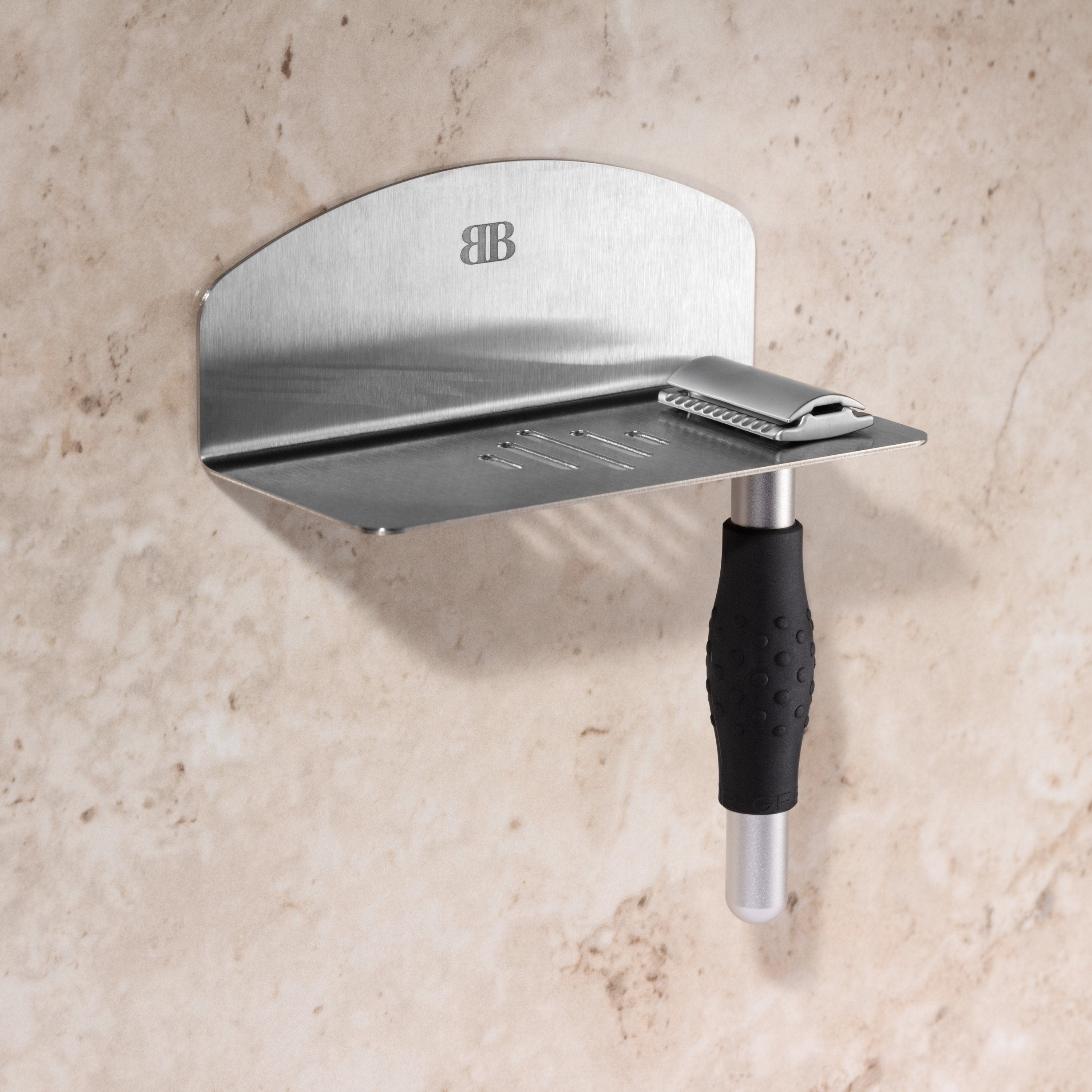 Wall-Mounted Razor and Accessory Shelf