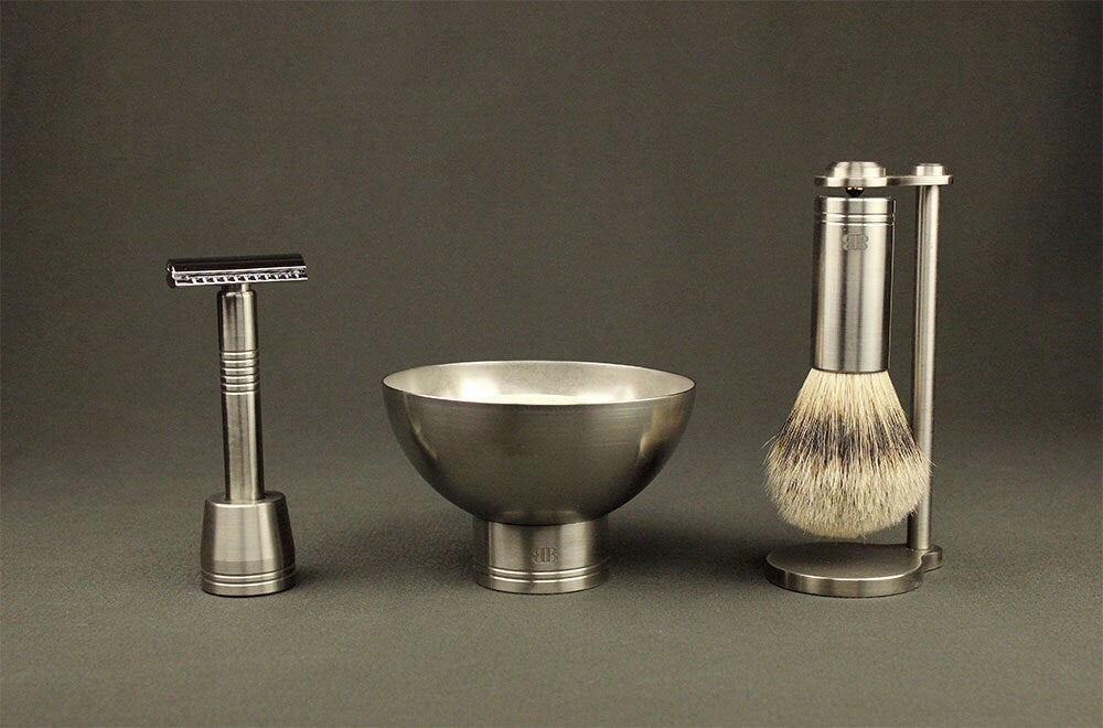Stainless Steel Shaving Brush, Natural Bristles